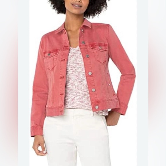 Liverpool Women’s Classic Jean Jacket Rosebud Pink Denim Size Medium - Picture 1 of 11